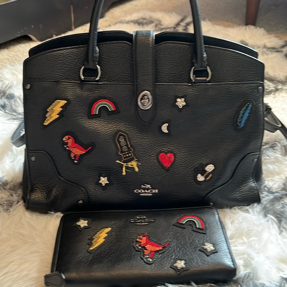 Authentic Coach patchwork handbag and matching wallet